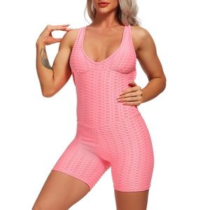 Jumpsuit Pink Short Pants Yoga Exercise Size M